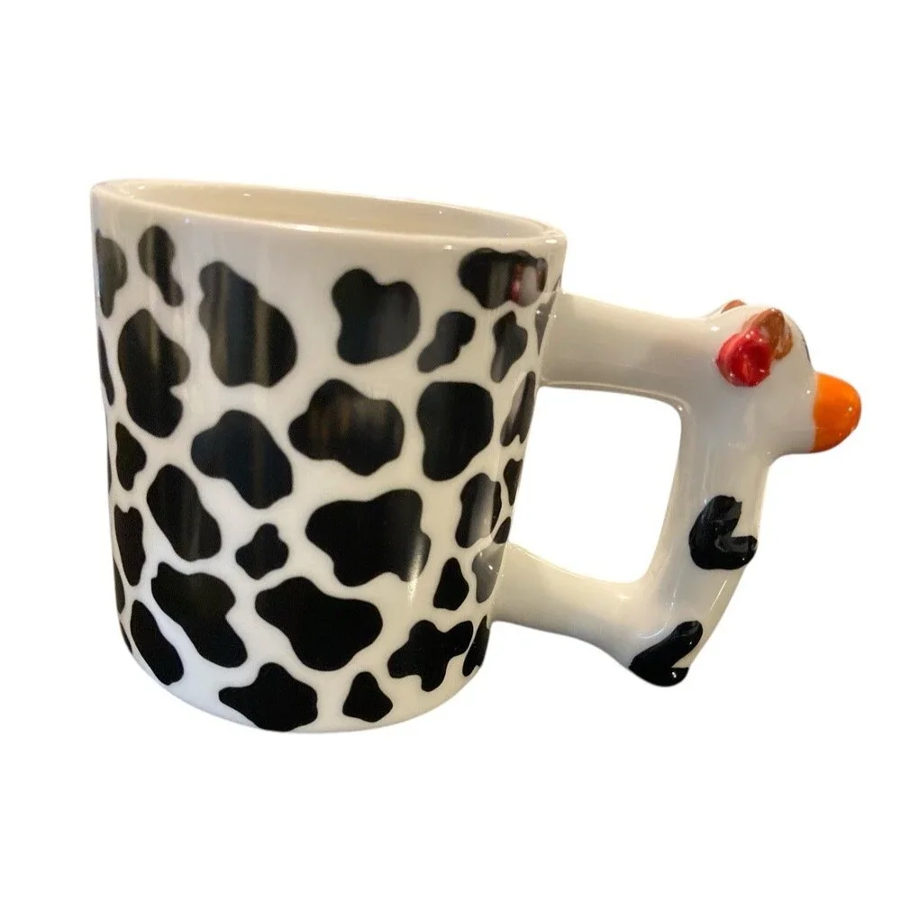Cow Mug with‎ Matching Keychain – New in Box, Ceramic 3D Handle, Gift Set